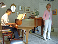 Debra & Robert Anderson in June 2007 photographed during rehearsal whilst preparing for 'A Musical Evening in 18th Century Bath'