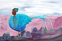 Blue Pheasant on the Wall by Jane Cartney